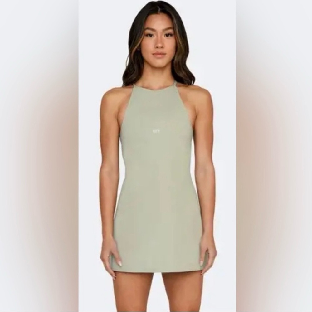 SET Active Halter Neck Tennis Dress Sage Green